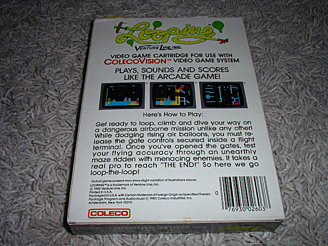 Looping for ColecoVision game box back.